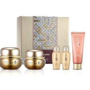 Sooryehan Boyun Luxury Korean Skin Care Gift Set (5.24 fl oz) - Red Ginseng Toner, Emulsion, Cleansing Foam & Moisturizer Cream by LG Beauty