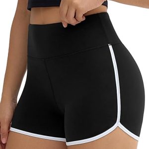 THE GYM PEOPLE Women's High Waist Workout Shorts Breathable Dolphin Split Elastic Lounge Yoga Shorts