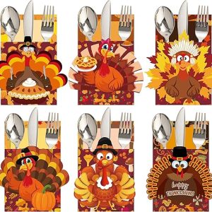 Thanksgiving Cutlery Holder 24 PCS Thanksgiving Table Decor Set Thanksgiving Decorations