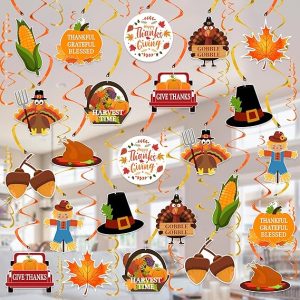 Thanksgiving Decorations Hanging Swirl - 36Pcs Thanksgiving Hanging Ceiling Streamers