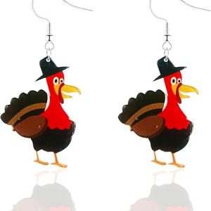 Thanksgiving Earrings for Women Cute Turkey Dangle Earrings Acrylic Turkey Earrings Thanksgiving Party Jewelry