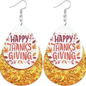 Thanksgiving Earrings for Women Faux Leather Fall Earrings Dangling