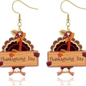 Thanksgiving Fall Earrings Acrylic Turkey Drop Dangle Earrings Handmade Autumn Jewelry for Women