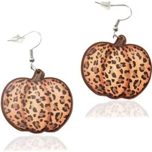 Thanksgiving Fall Pumpkin Sunflower Leopard Print Acrylic Dangle Drop Earrings Autumn Jewelry for Women