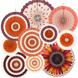 Thanksgiving Party Supplies Kit with Fall Party Decorations - Includes Elegant Autumn-Themed Paper Fans for Memorable Thanksgiving Decorations