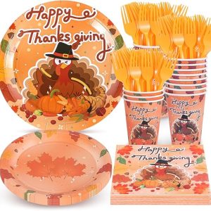 Thanksgiving Party Supplies, Thanksgiving Plates and Napkins Set, Thanksgiving Paper Plates