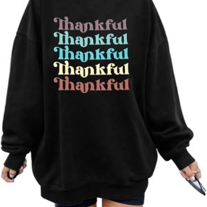 Thanksgiving Sweatshirts for Women Oversized Turkey Sweatshirt Thankful