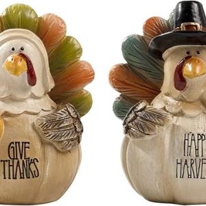 Thanksgiving Turkey Decor, 3.6x3.1 Inchs Resin Small Turkey Figurines