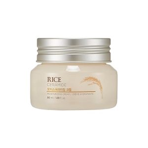 The Face Shop Rice Ceramide Moisturizing Cream - Rice Extract + Rice Bran Oil - Hydrating Targets Dryness, Brightening