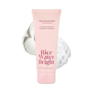 The Face Shop Rice Water Bright Foaming Facial Cleanser with Ceramide, Gentle Face Wash