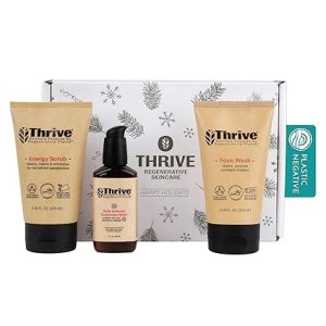 Thrive Natural Care Skin Care Set - Skincare Getaway Gift Set - Face Scrub, SPF30 and Face Wash - Vegan & Cruelty Free