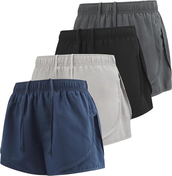 Ultra Performance Women's Running Shorts 4-Pack Athletic Workout Gym Shorts for Women, with Brief Liner