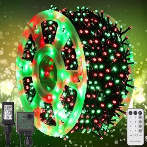 WATERGLIDE 1000 LED Christmas String Lights, 328 FT Green Wire LED Decorative Fairy Lights with Remote & 8 Modes