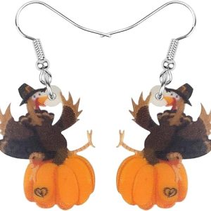 WEVENI Acrylic Fall Thanksgiving Pumpkin Turkey Earrings Anime Chicken Dangle Drop Fashion Jewelry For Women Gift