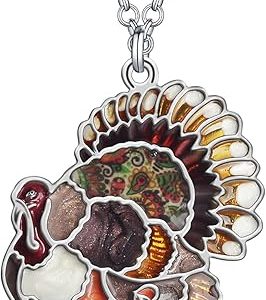 WEVENI Enamel Alloy Thanksgiving Turkey Necklace Chicken Pendant Charms Fashion Jewelry Gifts for Women