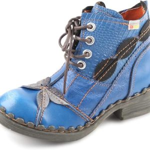 Women Shoes Patchwork Washed Leather Shoes Lace-up Women's Ankle Boots