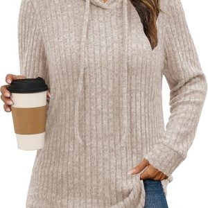 Womens Lightweight Hoodie Sweaters Long Sleeve Shirts Casual Loose Knit Tops Fall Fashion 2024