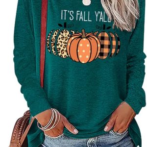 Womens Pumpkin Graphic Sweatshirts Crewneck Casual Fall Long Sleeve Tops