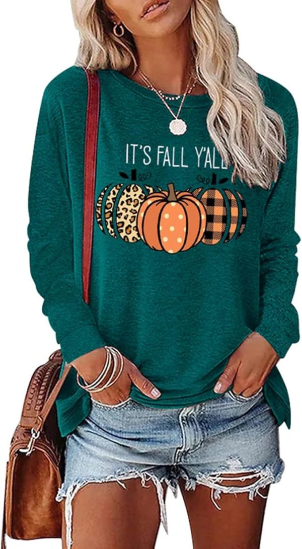 Womens Pumpkin Graphic Sweatshirts Crewneck Casual Fall Long Sleeve Tops