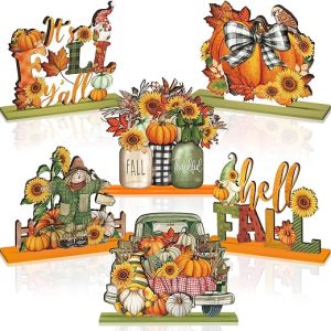 Yousoontic 6 Pcs Thanksgiving Decor for Home Thanksgiving Table Decorations Fall Signs Centerpieces