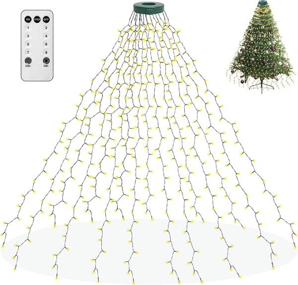 aneeway Christmas Tree Lights, 400 LED Christmas Lights with 8 Light Modes & Memory Function