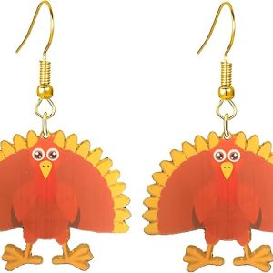 coadipress Thanksgiving Earrings for Women Cute Acrylic Turkey Earrings Handmade Lightweight