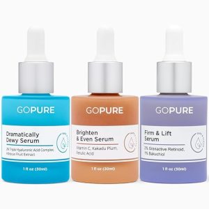 goPure Power Serum Trio Set - Radiant Vitamin C Serum, Hydrating Hyaluronic Acid Serum, Bakuchiol and Retinol Serum