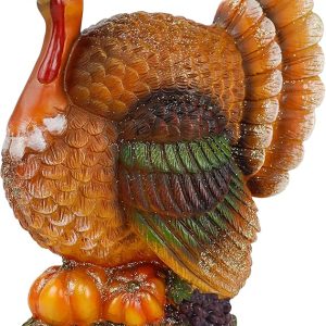 winemana Thanksgiving Table Decorations Resin Turkey with Pumpkin