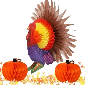 yosager 3 Pack Thanksgiving Table Decorations Tissue Turkey and Pumpkin