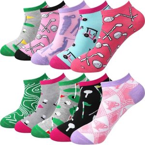 10 Pairs Novelty Women Golf Socks Athletic Low Cut Golf No Show Sock for Female Golfers Birthday Thanksgiving Gift