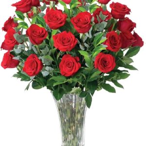 2 Dozen Red Roses Bouquet, Fresh Holiday Flowers for Christmas Gift, Winter Roses for Christmas Decor, Seasonal Flowers