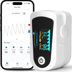 2024 Innovo iP900BP-B Bluetooth Fingertip Pulse Oximeter, Blood Oxygen Monitor with Free App, Plethysmograph, and Perfusion Index