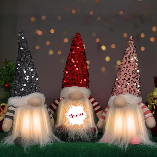 3Pcs Light Up Gnome Christmas Decorations Indoor Home Decor