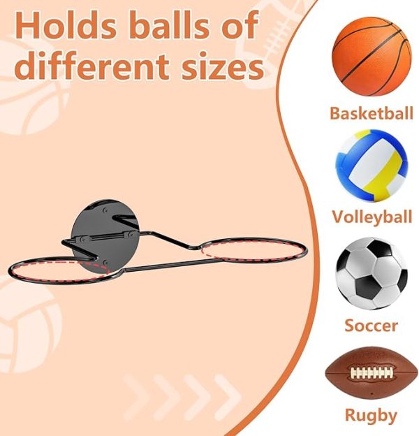 6 Balls Wall Mounted Basketball Rack,3-Packs Vertical Ball Rack,Sports Equipment Storage Organizerfor Basketball,Soccer Ball,Volleyball,Football,Rugby-Black