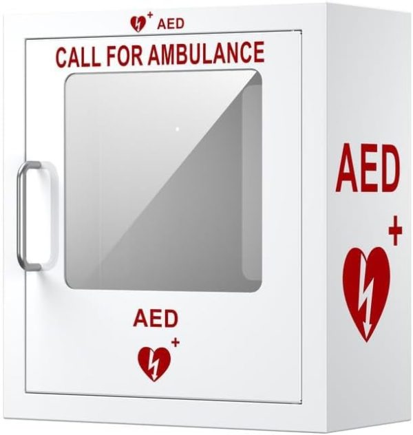 AED Cabinet with Industial-Grade Steel Metal Plate See-Through Window Wall-Mounted Aed Cabinet Fits All Brands