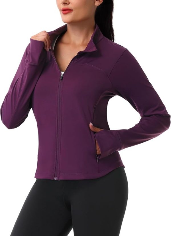 ANIVIVO Women's Zip Up Workout Jackets Athletic Running Jackets Slim Fit Lightweight Yoga Jacket with Pockets