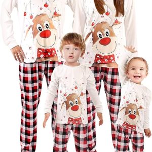 Angelaicos Christmas Pajamas Sets Holidays Family Matching Sleepwear Long Sleeve Adult