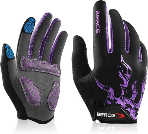 BEACE Cycling Gloves Bike Gloves Biking Gloves for Men Women with Touch Screen-Full Finger Mountain Bike Gloves Workout Gloves Road Bicycle Gloves with Anti-Slip Silicone Palm