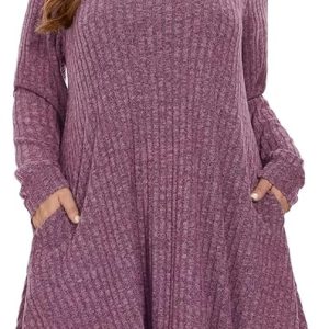 BELAROI Women Sweater Dress Crew Neck Long Sleeve Casual Fall Winter Tunic Dress with Pockets