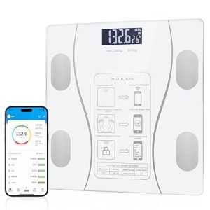 Bathroom Scale with Smartphone App, Digital Simple and Practical Body Fat Scale with Led Display (White)