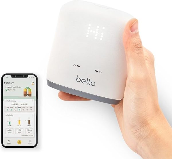 Bello - Belly Fat Management Device with Smart App - Handheld Body Fat Scanner and Metabolism Tracker - Reliable Bluetooth Belly Fat Measurement Tool - Compatible with Apple Health and Google Fit