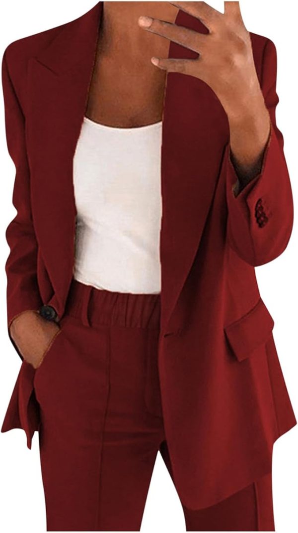 Blazer Sets Women 2 Piece Outfits Business Casual Outfits 2024 Dressy Casual Pant Suits Plus Size Wide Pants Suit Set