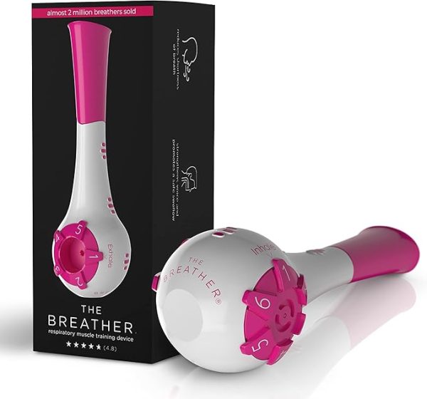 Breather Pink │ Natural Breathing Exerciser Trainer for Drug-Free Respiratory Therapy │ Breathe Easier with Stronger Lungs │ Guided Mobile Training App Included