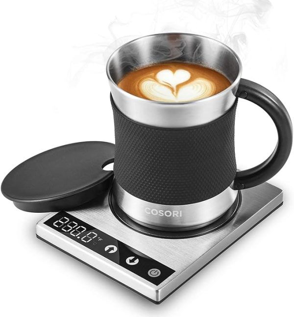 COSORI Coffee Mug Warmer & Mug Set for Desk, Cup Heater, Office & Christmas Gifts, 1°F Precise Temperature Control, Touch Tech & LCD Digital Display