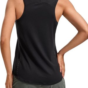 CRZ YOGA Lightweight Tank Top for Women Racerback Sleeveless Workout Tops High Neck Athletic Running Shirts