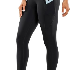 CRZ YOGA Women's Naked Feeling Workout Leggings 25 Inches - High Waisted Yoga Pants with Side Pockets Running Tights