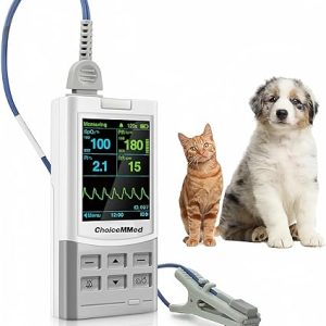 ChoiceMMed Handheld Pulse Oximeter for Vet Use - Heart Rate and Blood Pressure Monitor - Medical Monitoring for Dog, Cat, and Small Animals - Blood Oxygen Saturation Medical Monitoring Equipment