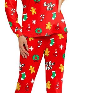 Christmas Pajamas for Women Long Sleeve Top with Jogger Pants Matching Lounge Sets Sleepwear Loungewear with Pockets