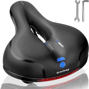 Comfort Bike Seat for Women Men,Wide Bicycle Saddle Replacement Memory Foam Padded Soft Bike Cushion with Dual Shock Absorbing Universal Fit for