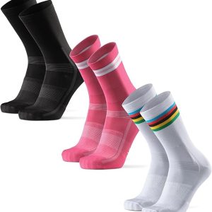 DANISH ENDURANCE Cycling Socks, Crew Length, Breathable, and Cushioned Bike Socks, for Men & Women, 3-Pack